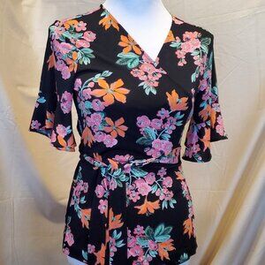 Ann Taylor Wrap Top w/Flared 3/4 Sleeves V-Neck Blouse